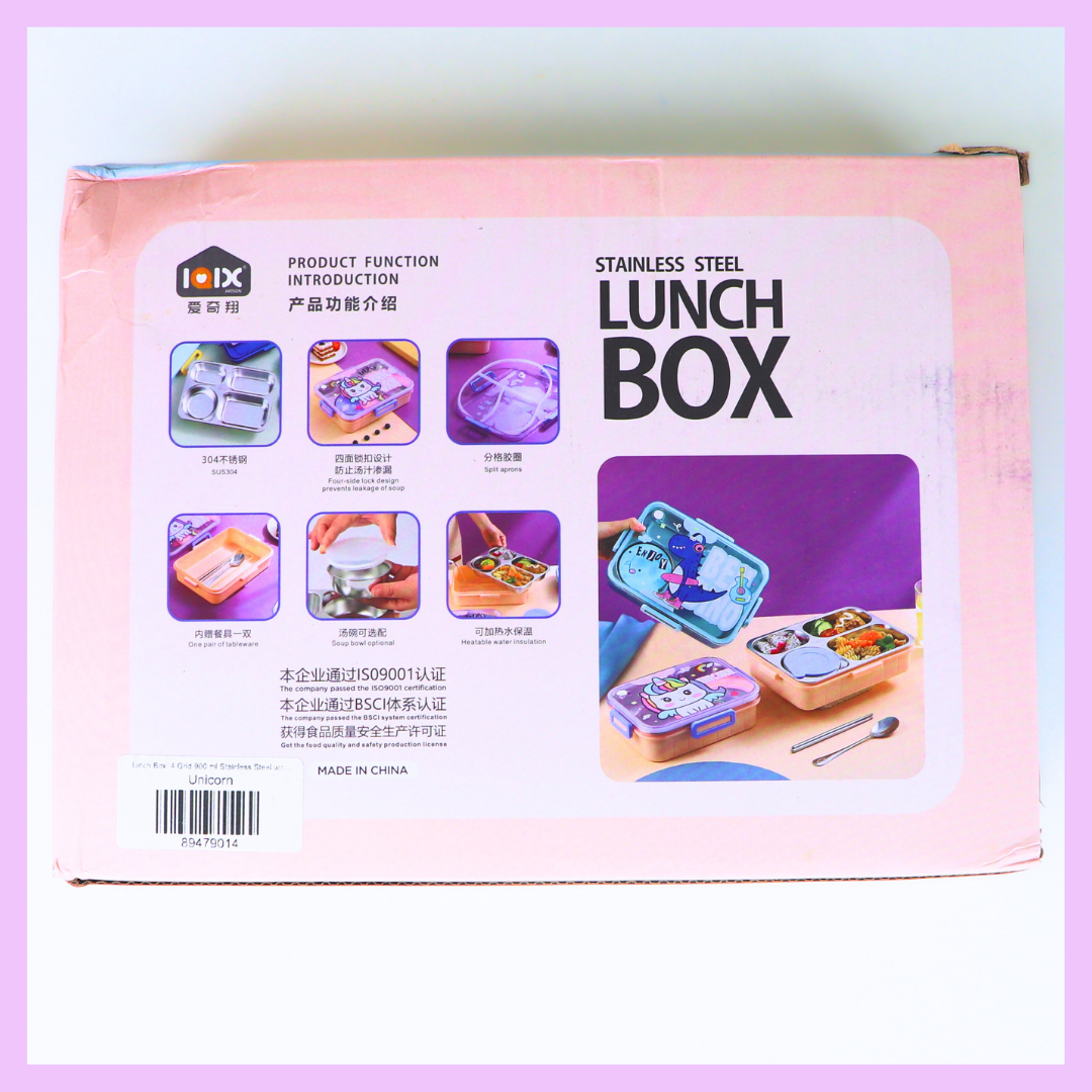 lunch Box 4 Grid 900 ml Stainless Steel with Soup Bowl