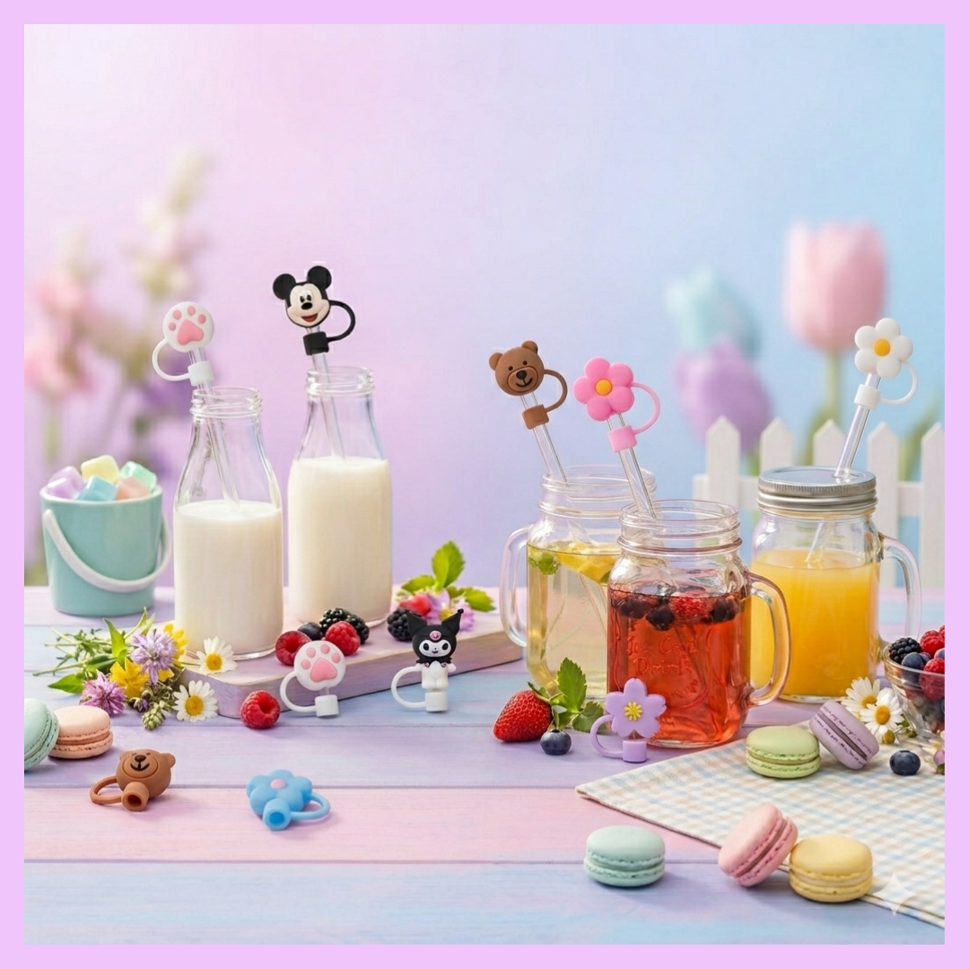 Cute Silicone Straw Cover/ Topper for Tumblers
