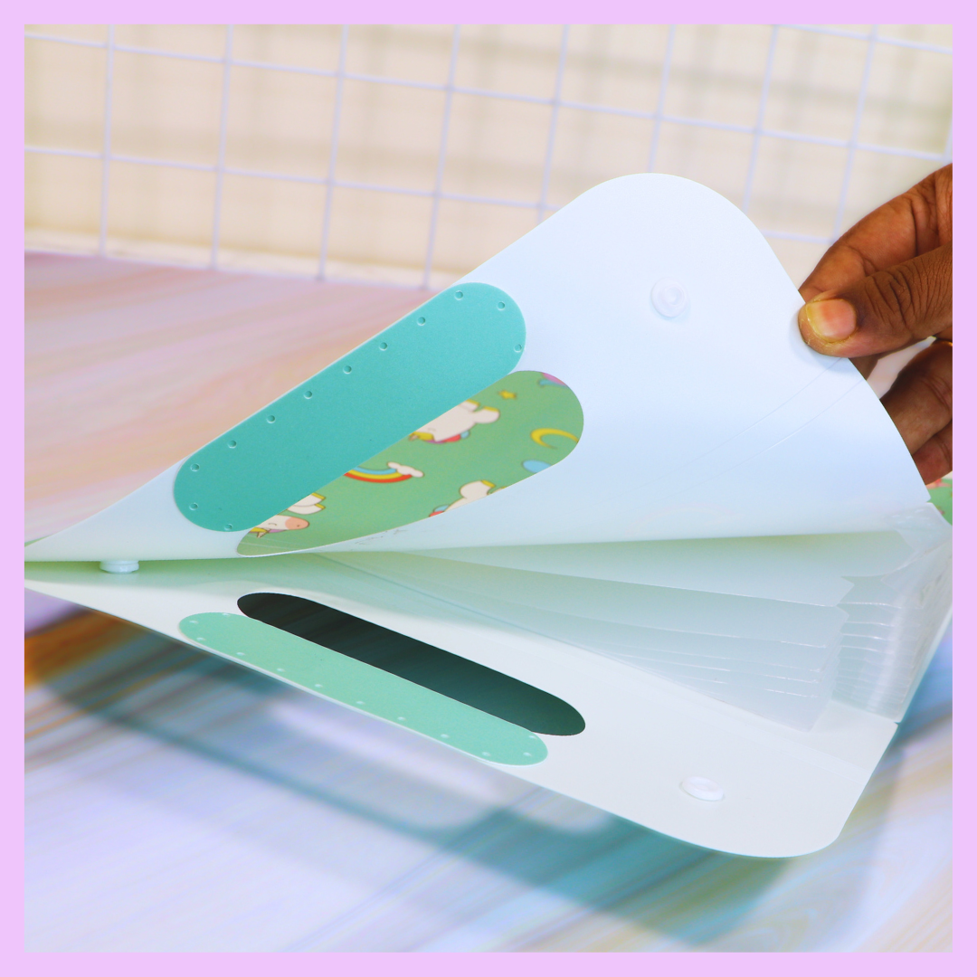 Unicorn File Folder with Button Lock and Handle
