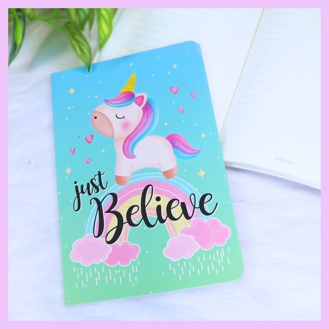 Quirky Print Slim Diary -Unicorn Theme