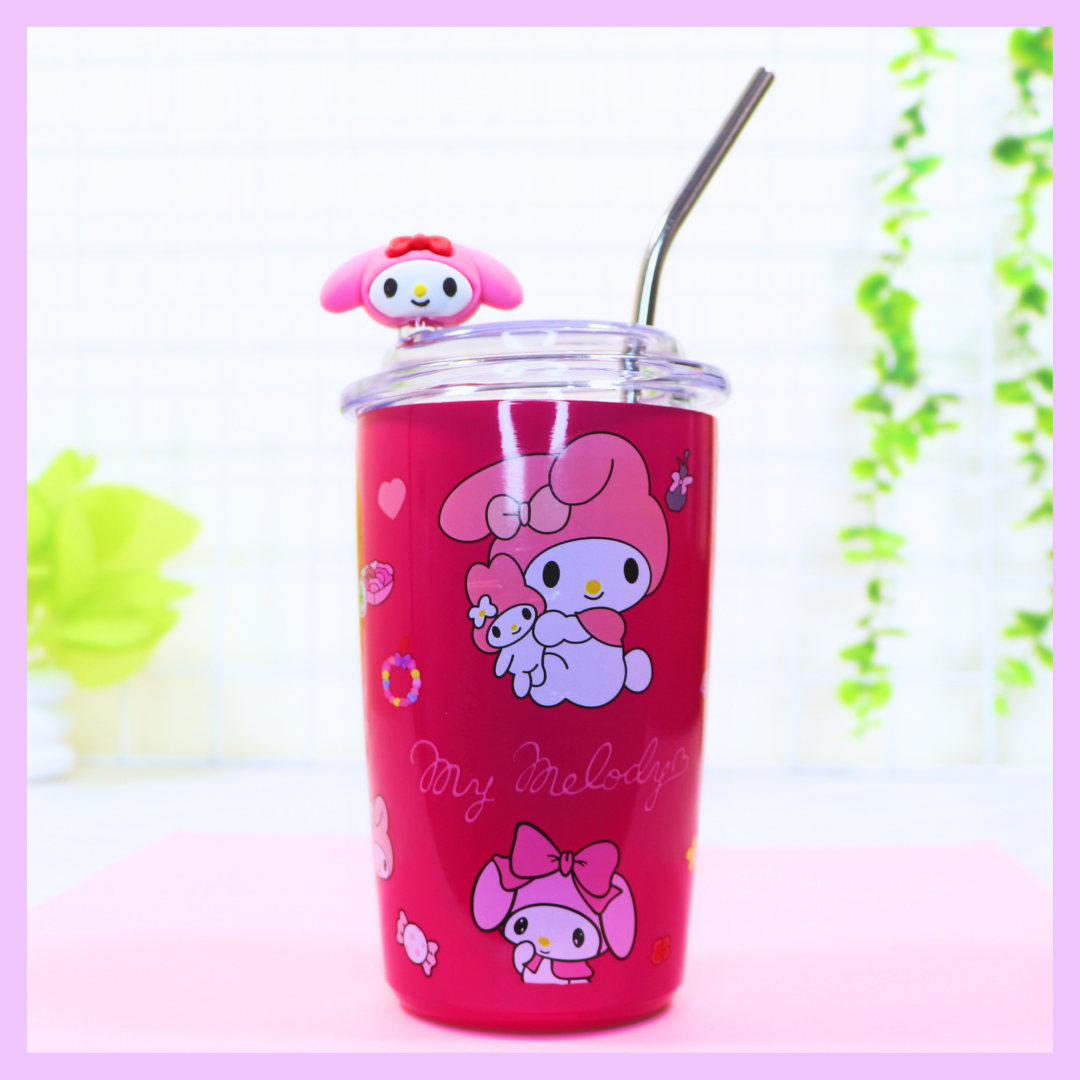 Sanrio theme 550Ml stainless steel cup/cofee mug with Straw Design 2
