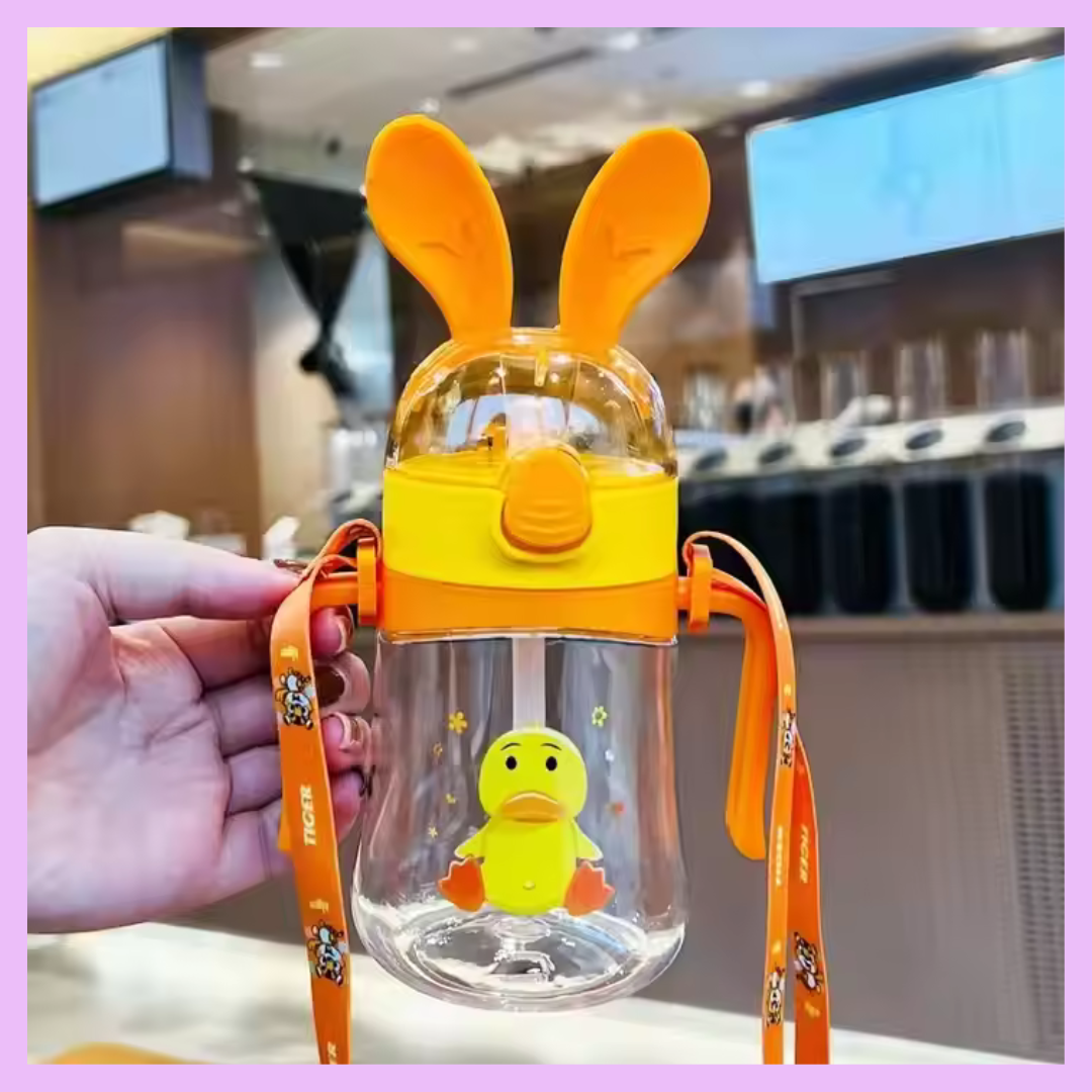 Bunny Ear Plastic Bottle for Kids with handle