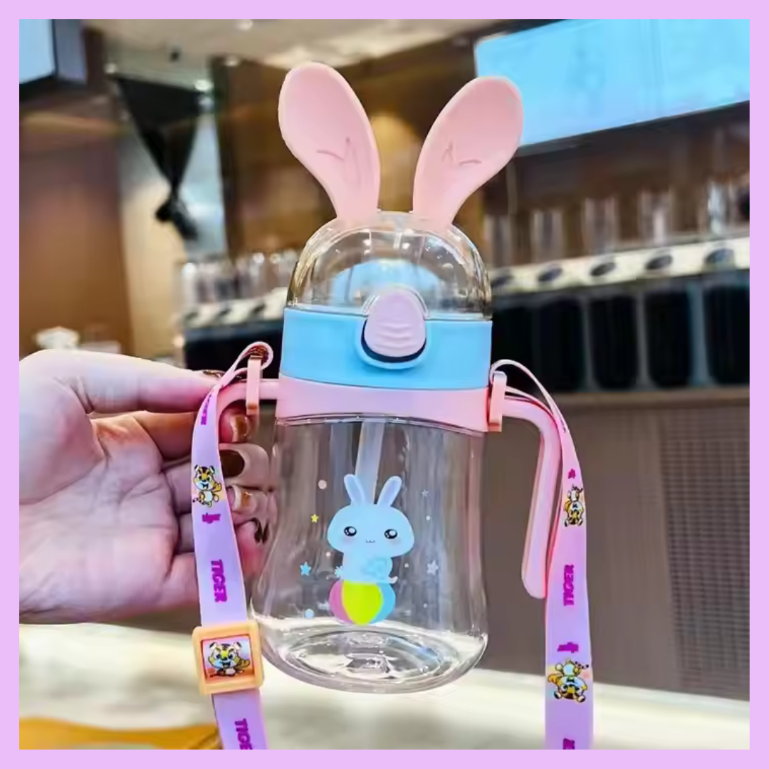 Bunny Ear Plastic Bottle for Kids with handle