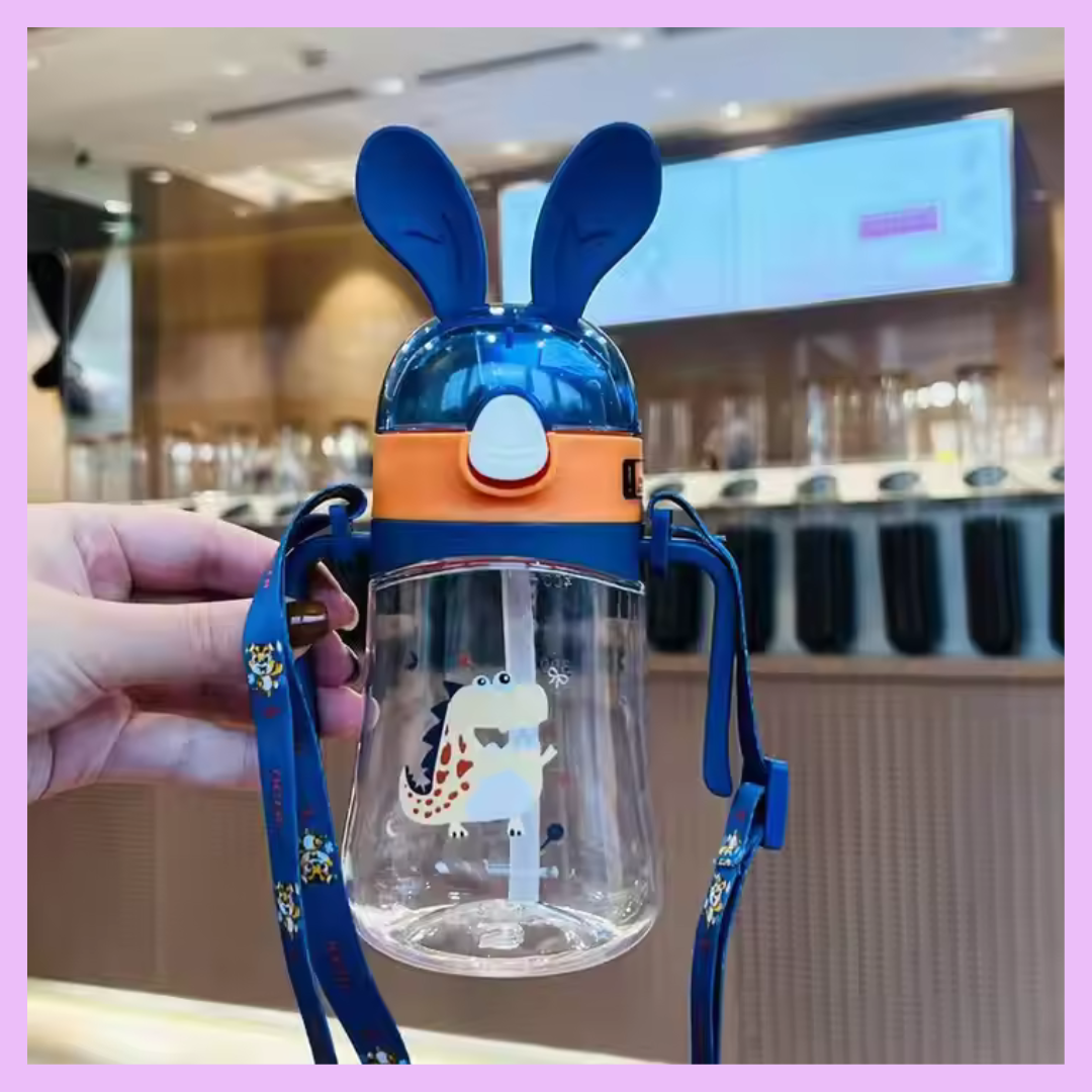 Bunny Ear Plastic Bottle for Kids with handle