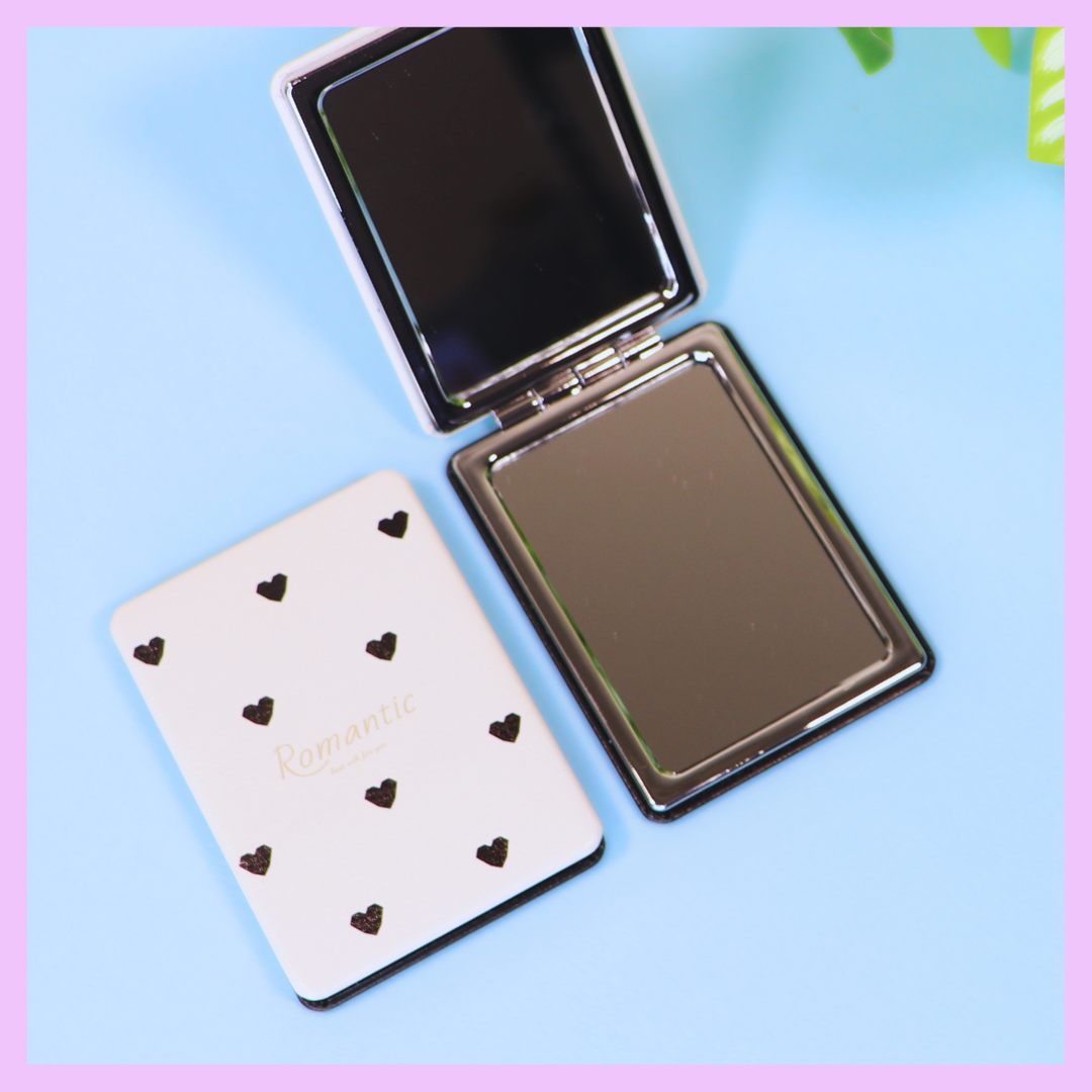 Compact Pocket Mirror Rectangular Black and white