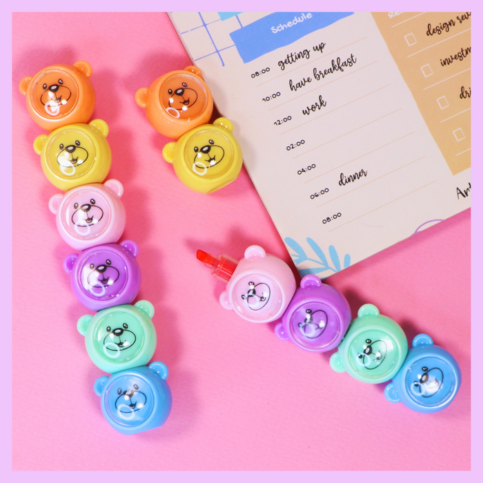 Six-piece cute highlighter set - additional design