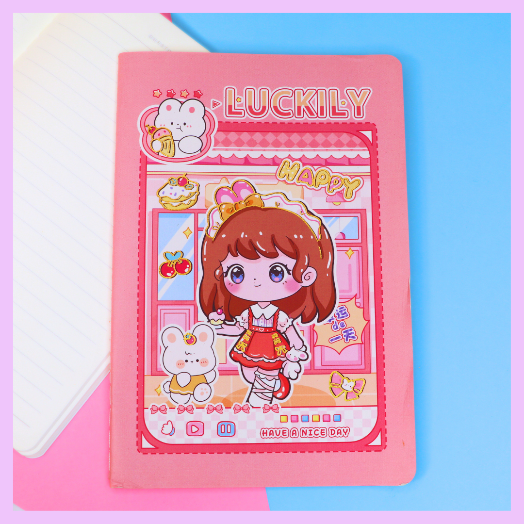 Kawaii girl notebook cover design