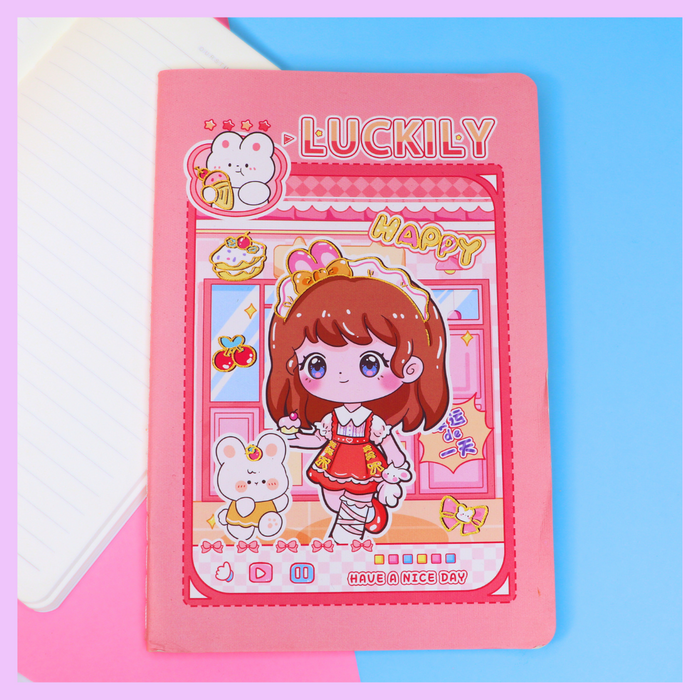 Kawaii girl notebook cover design