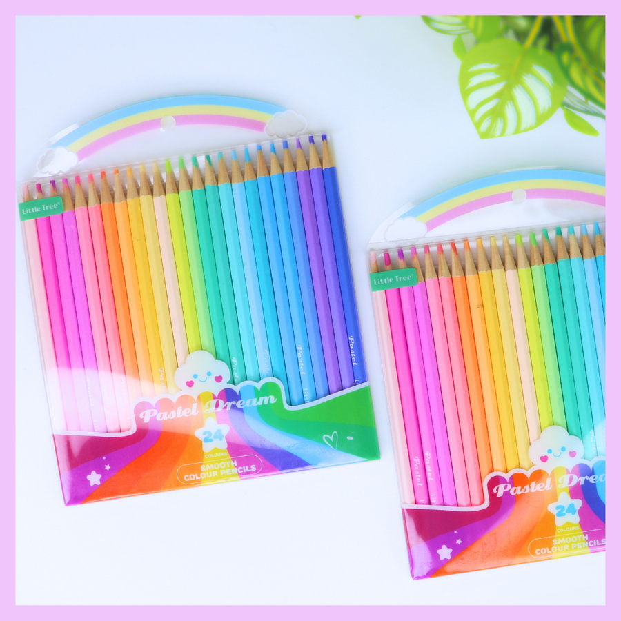 Set of 24 pastel colour pencils for drawing and colouring