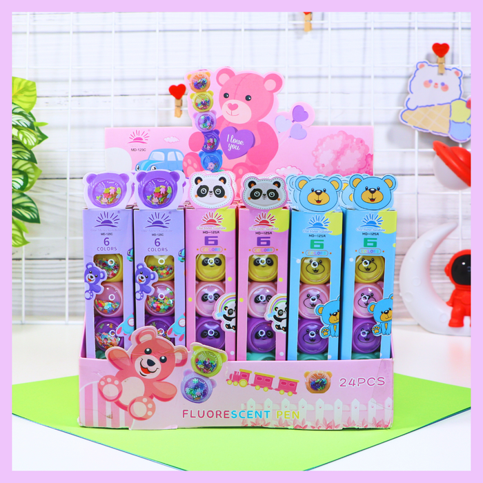 Six-piece cute highlighter set for study notes