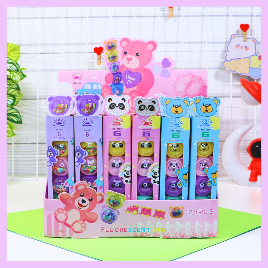 Six-piece cute highlighter set for study notes