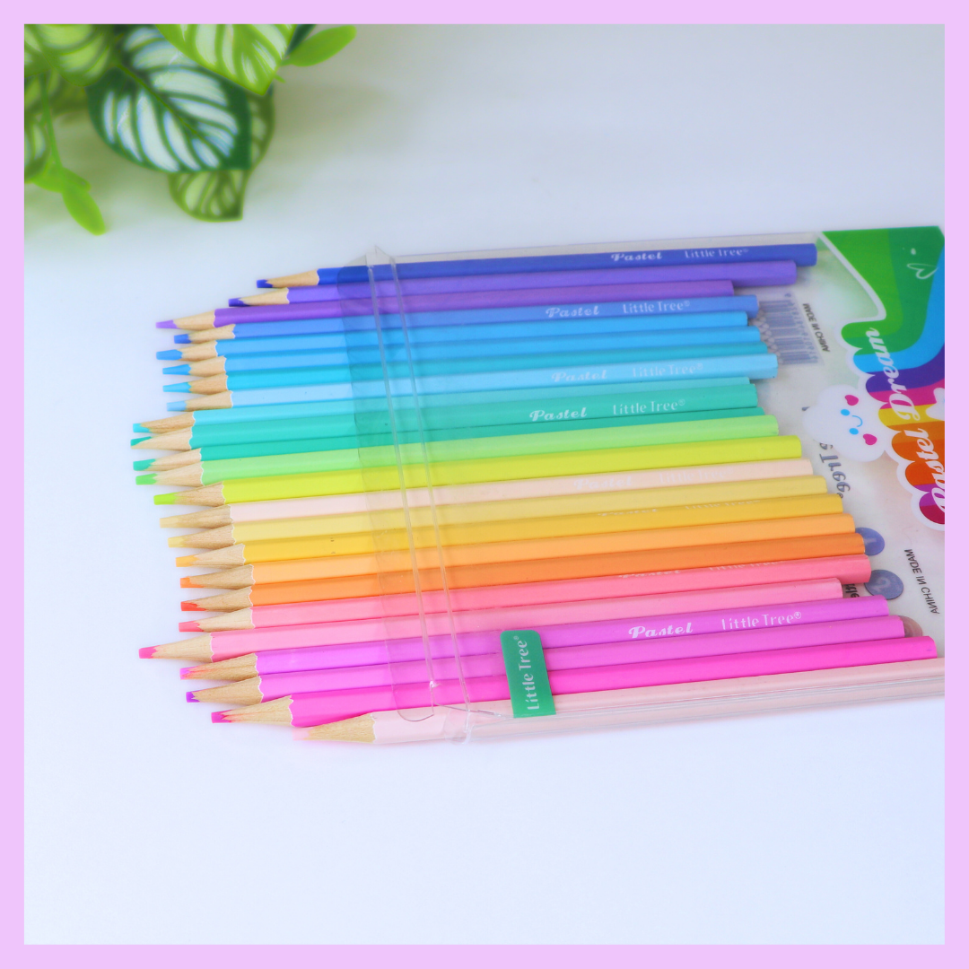 24 pastel colour pencils for kids and creative projects