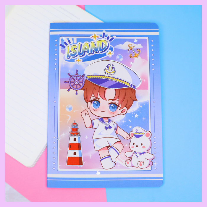 Kawaii island notebook cover design