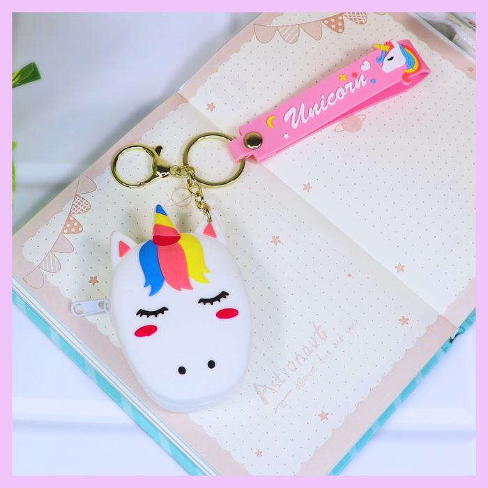 White silicone unicorn coin pouch