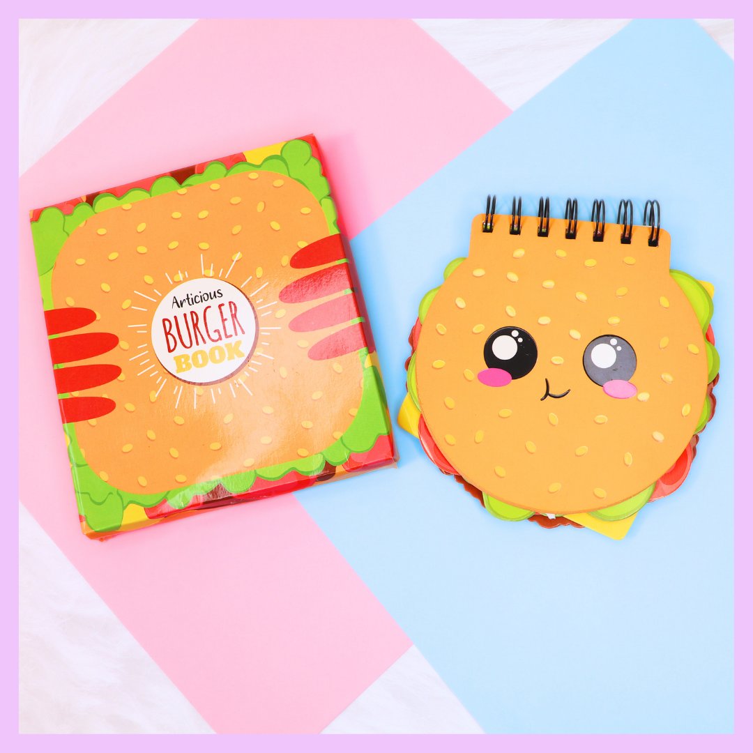 Burger spiral notebook for school notes, journaling and doodles