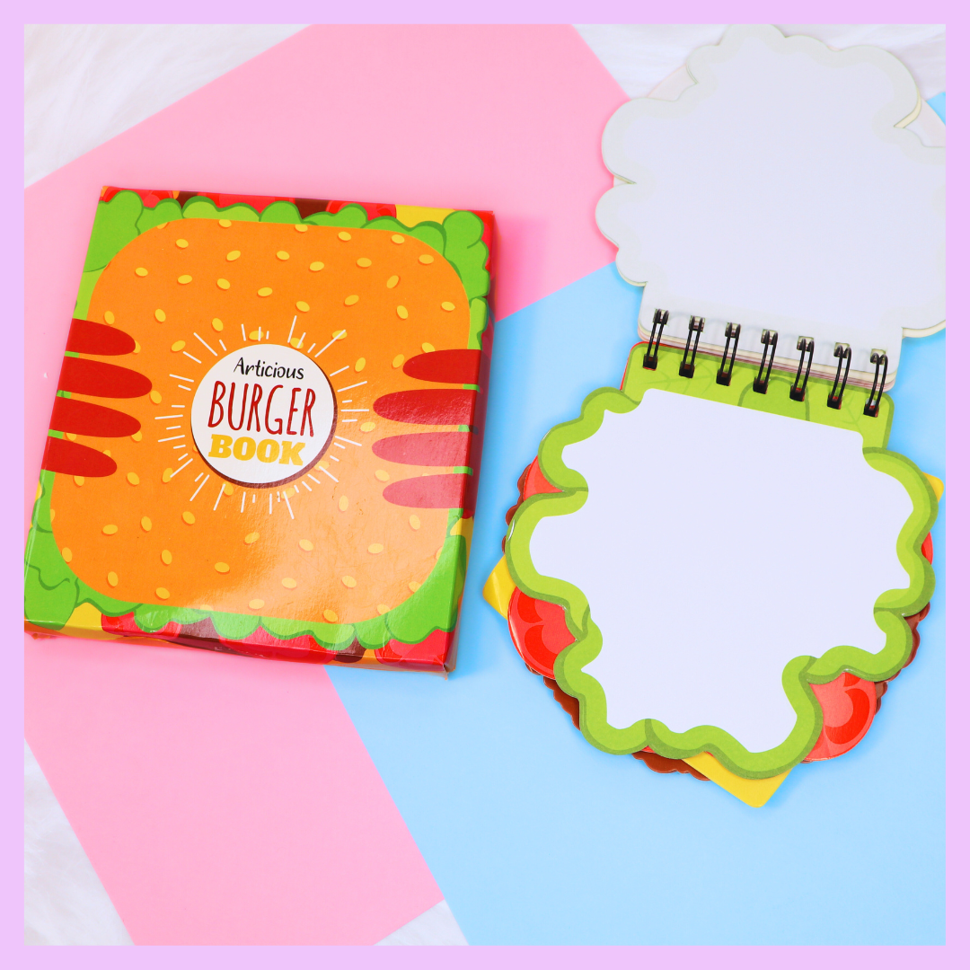 Burger spiral notebook back cover design