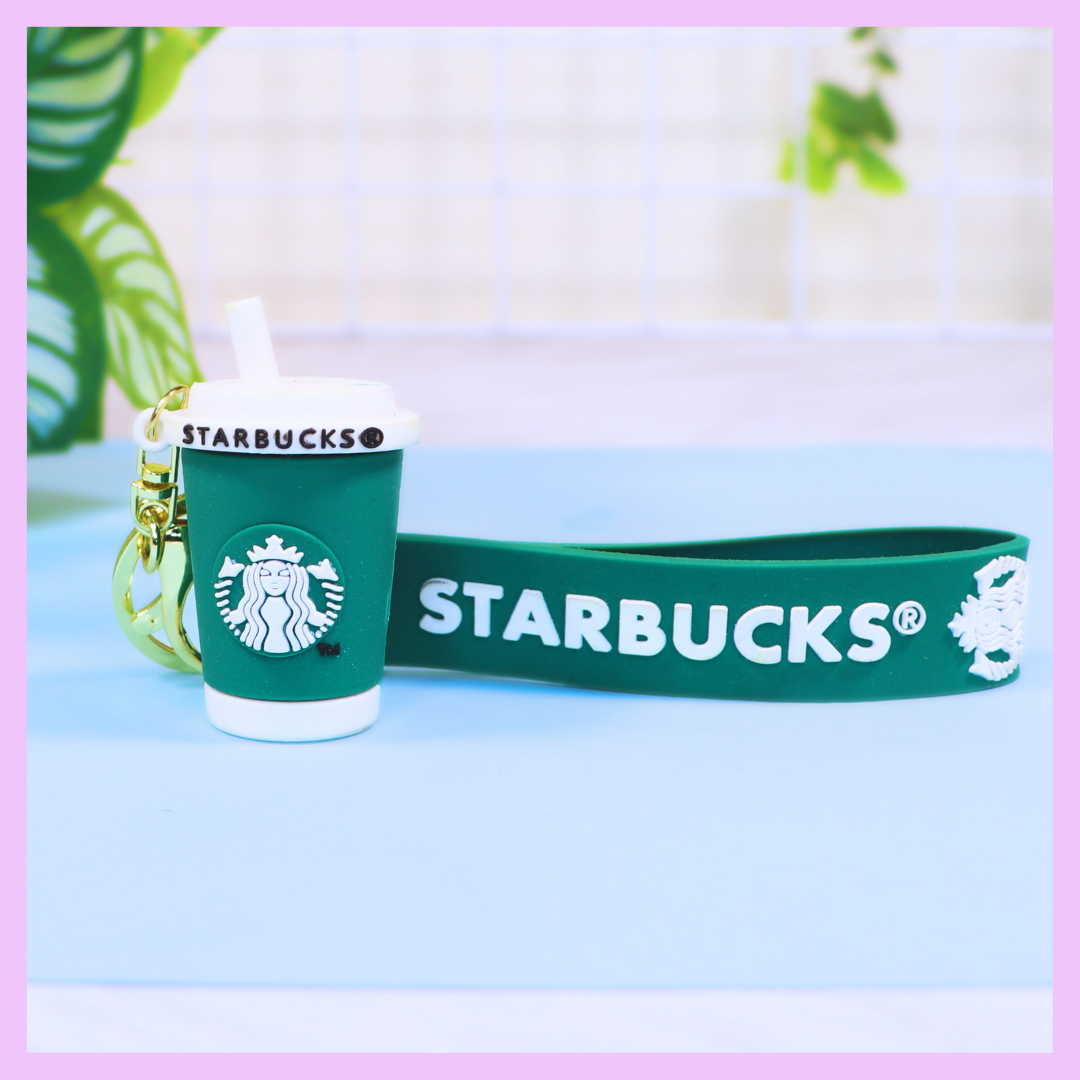 Coffee themed keychain detail