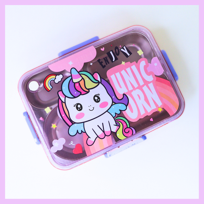 lunch Box  4 Grid 900 ml Stainless Steel with Soup Bowl_Unicorn