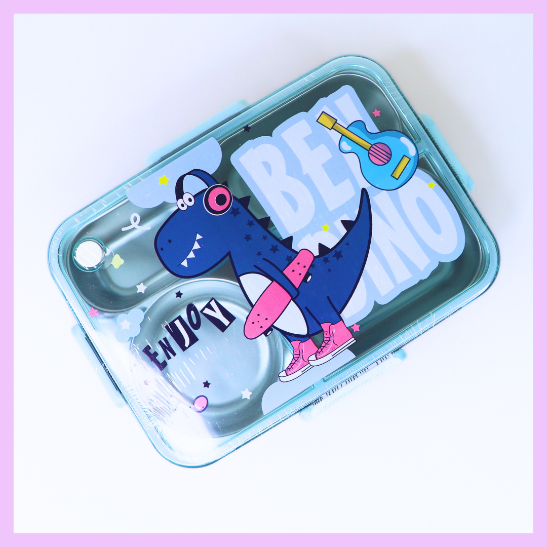 lunch Box  4 Grid 900 ml Stainless Steel with Soup Bowl_Dino