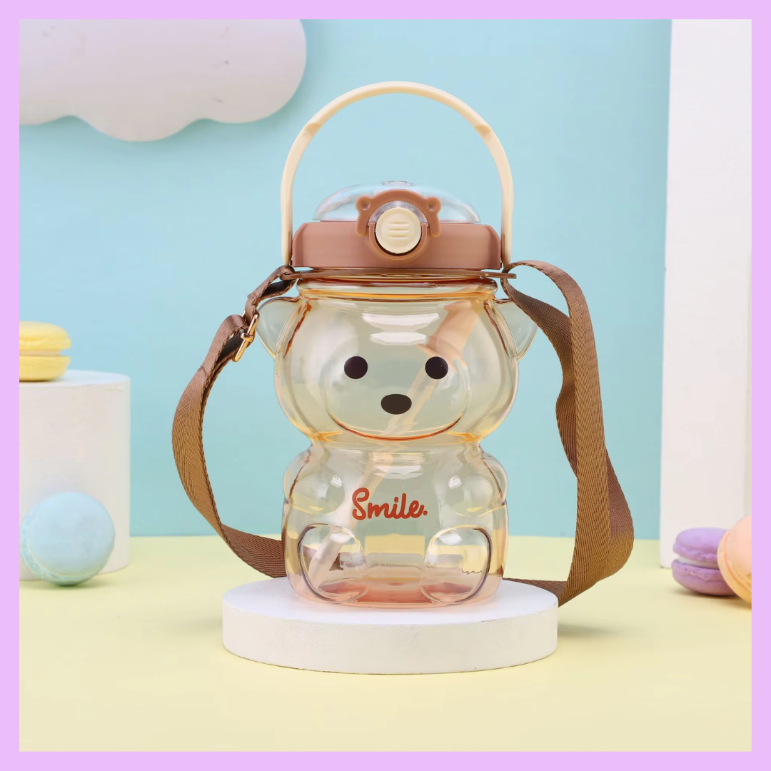 Brown teddy bear 1000 ml water bottle
