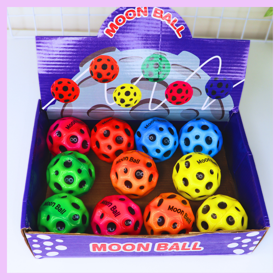 Moon Ball available in blue, red, yellow, orange, pink and green