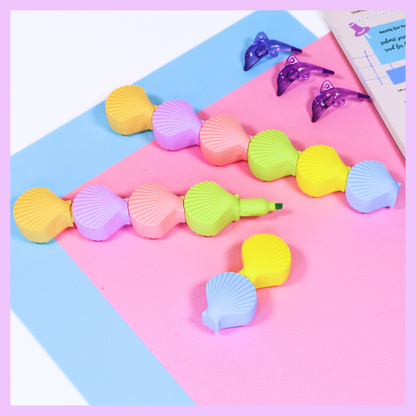 Sea Shell Highlighters - Contains 6 Pastel Highlighter