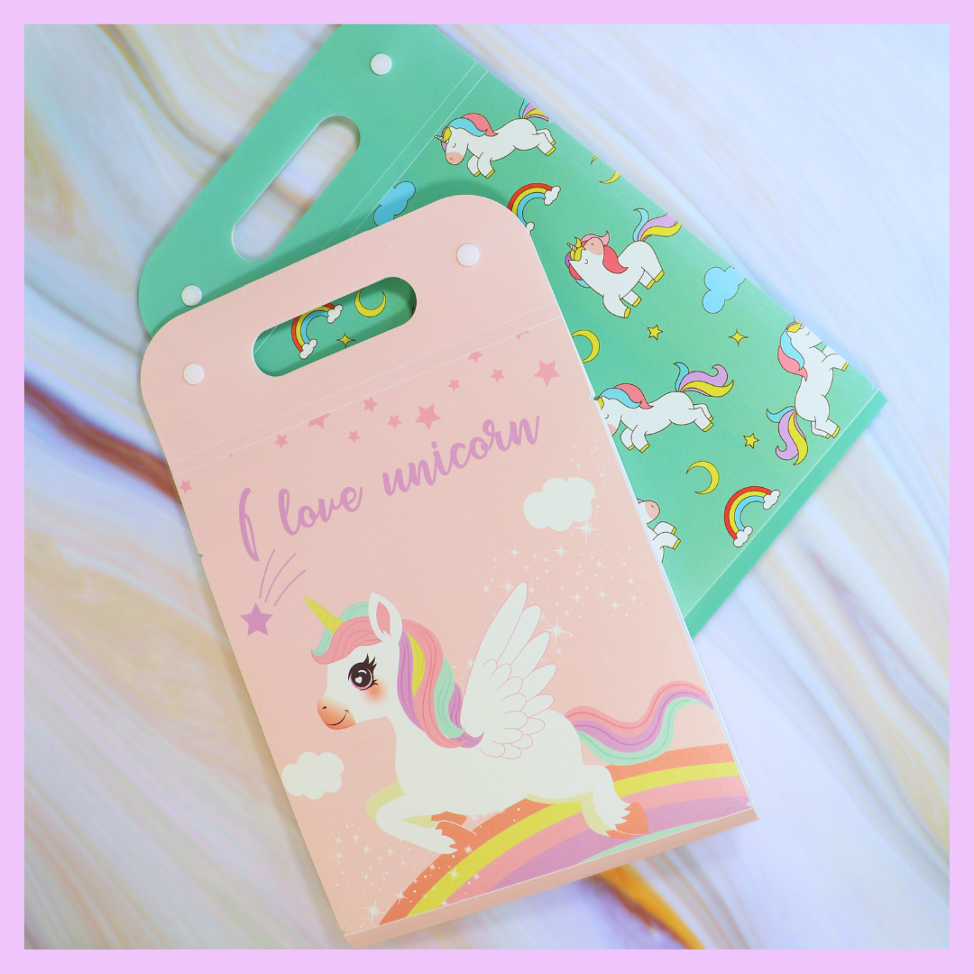 Unicorn file folder with button lock and handle