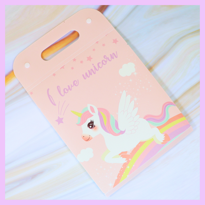 Pink unicorn file folder with handle
