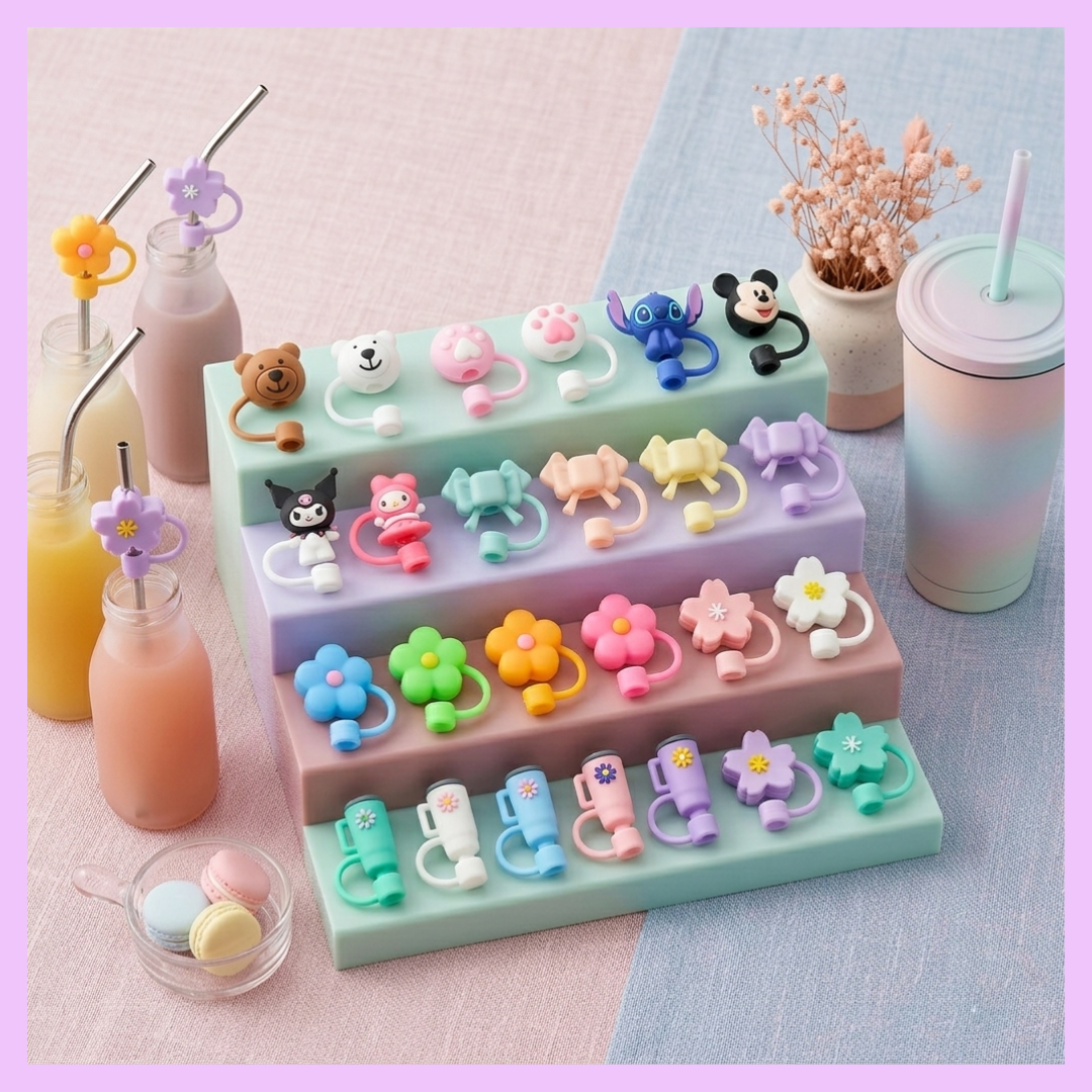 Cute Silicone Straw Cover/ Topper for Tumblers