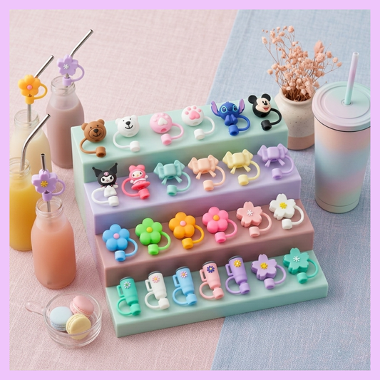 Cute Silicone Straw Cover/ Topper for Tumblers