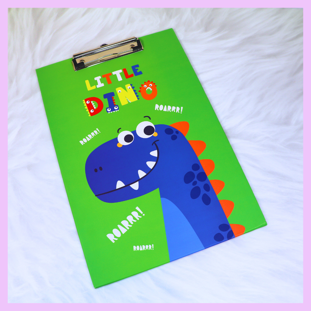 Green dinosaur themed exam board for schoolwork