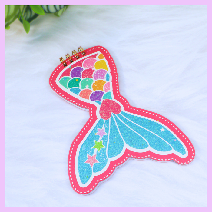 Glitter cover notebook with mermaid design