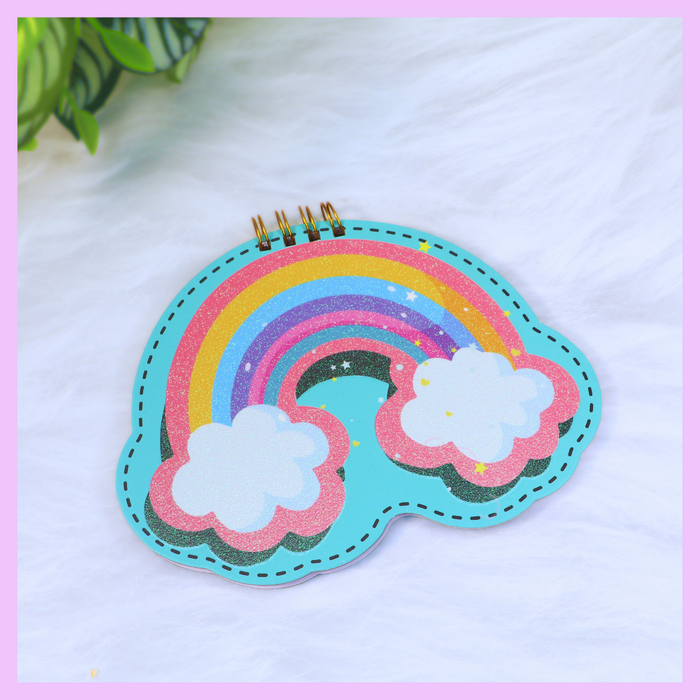 Glitter cover notebook with rainbow design