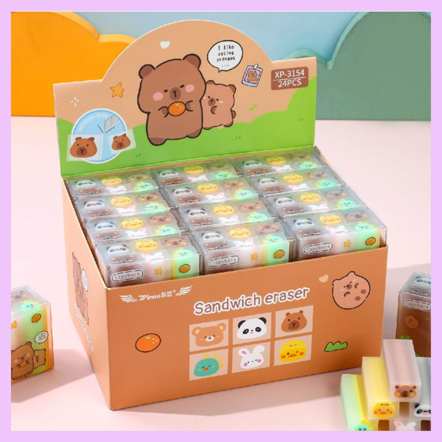 Animal Sandwich Eraser Set
