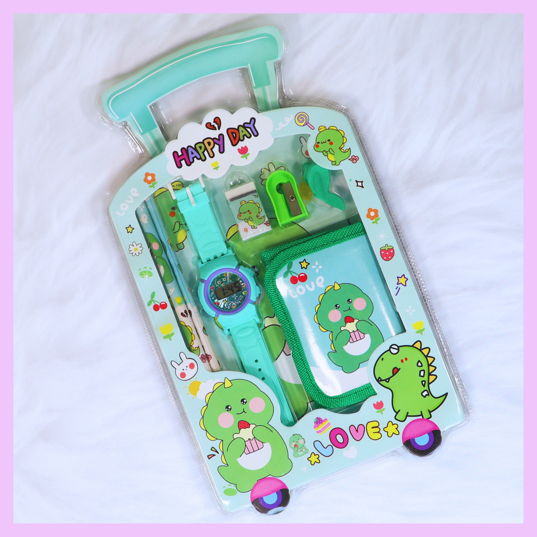 Green dinosaur 7 in 1 gift set
