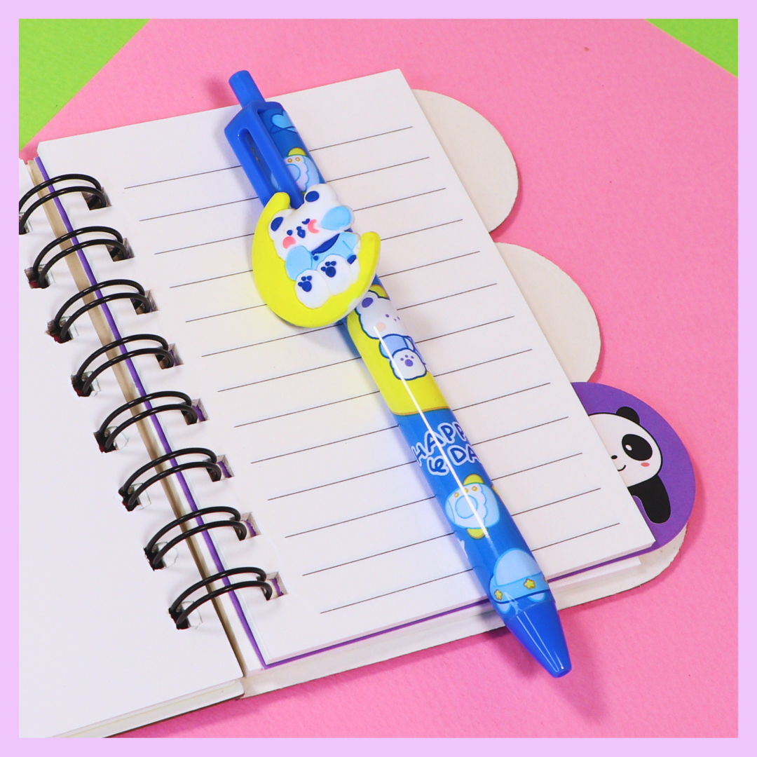 Blue slider pen with Happy Day design