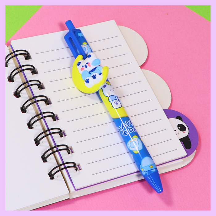 Blue slider pen with Happy Day design
