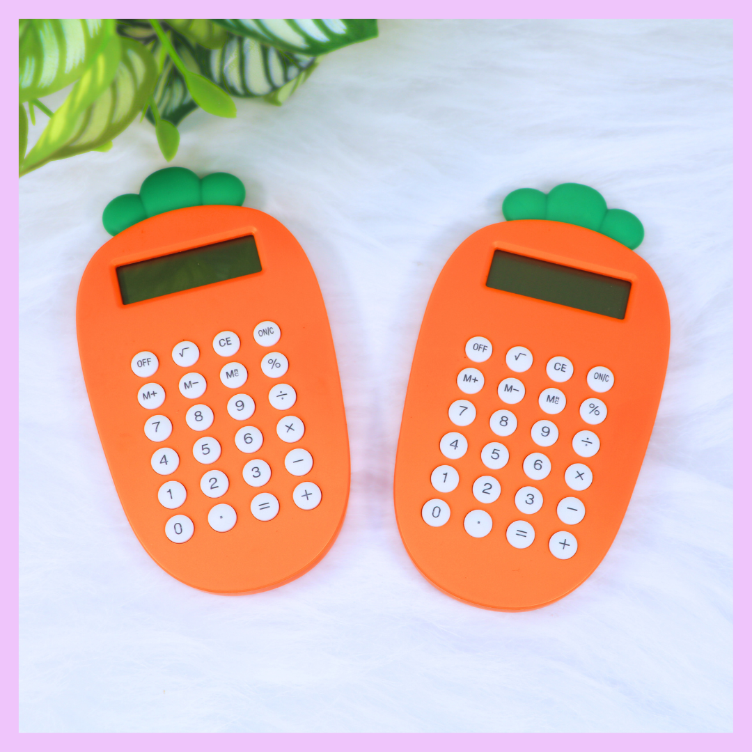 Carrot-shaped calculator for school stationery