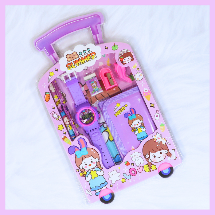 Purple summer-themed 7 in 1 gift set