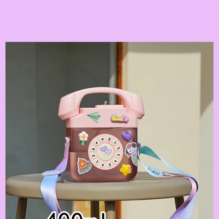 Pink 400 ml telephone-style water bottle