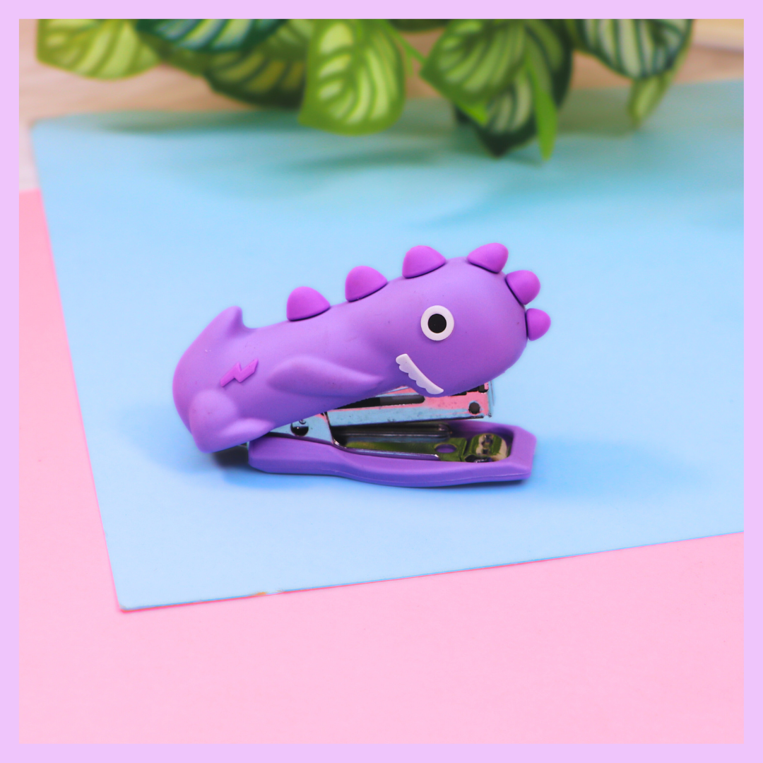 Dinosaur mini stapler in purple