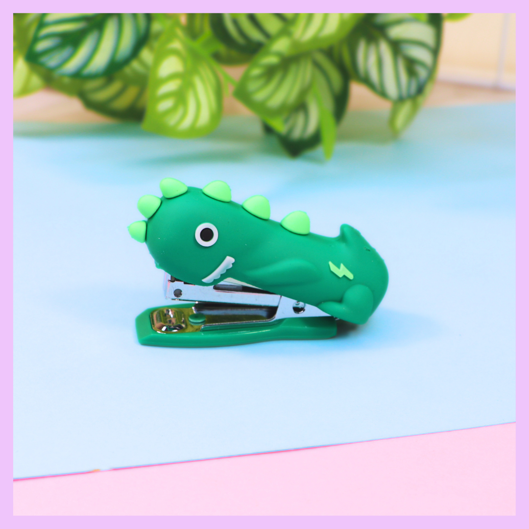 Dinosaur mini stapler in dark green