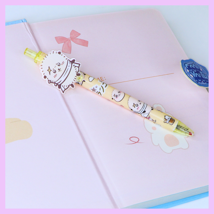Yellow and white cute animal click gel pen