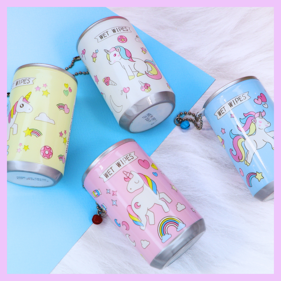 Unicorn wet wipes canister for travel and everyday use