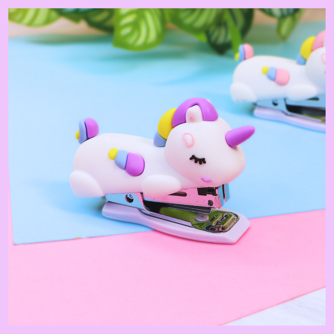 Unicorn mini stapler in purple