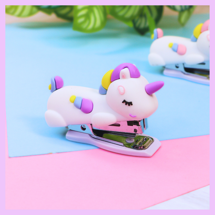 Unicorn mini stapler in purple