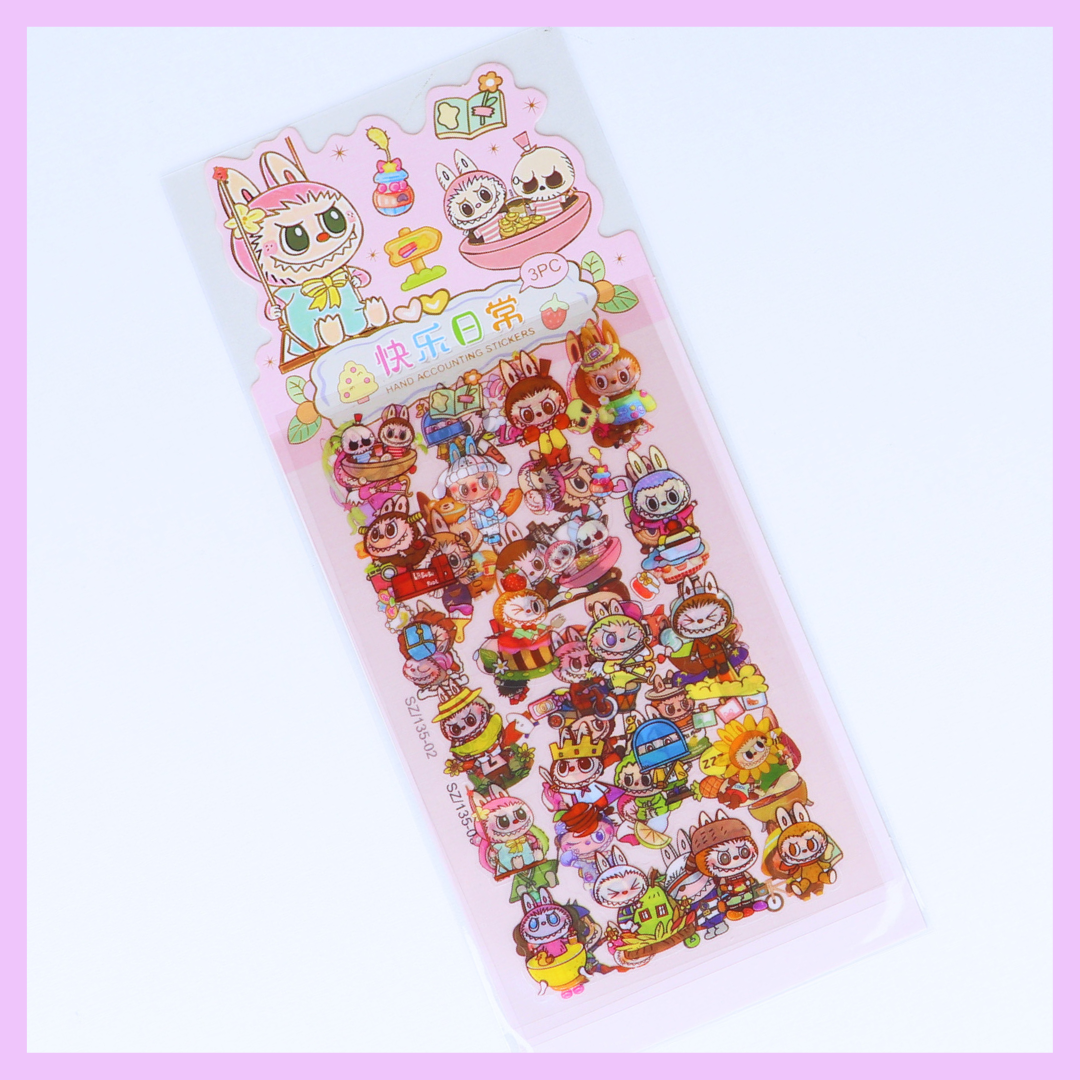 Light pink Labubu stickers