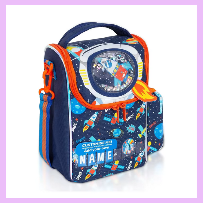 Space-themed thermal insulated kids lunch bag
