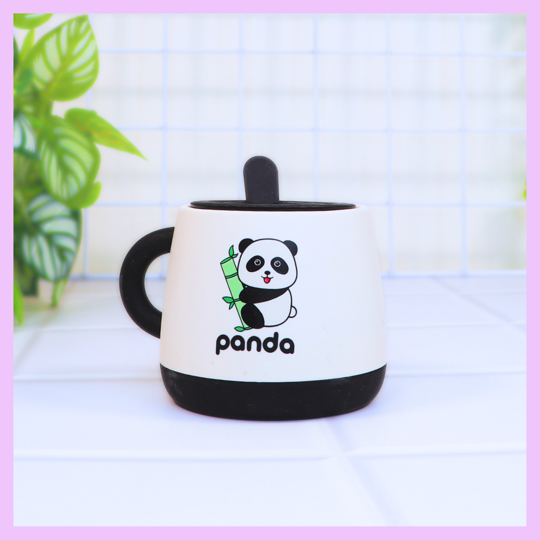 Black panda character cup lamp