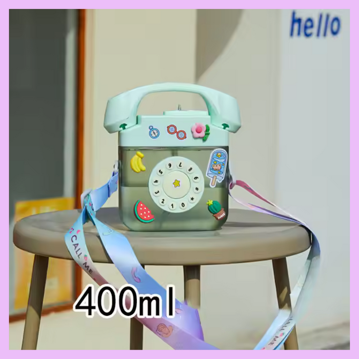 Green 400 ml telephone-style water bottle